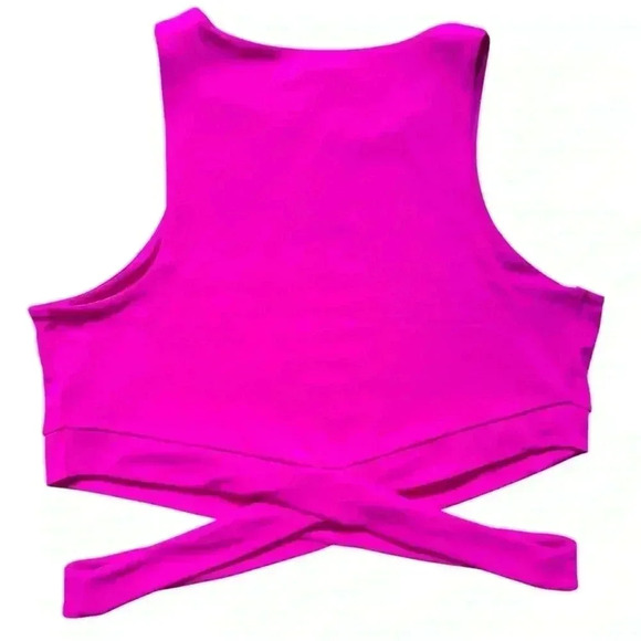 Express Body Contour Hot Pink Compression High Neck Cutout Cropped Tank XL NWT - Picture 4 of 9